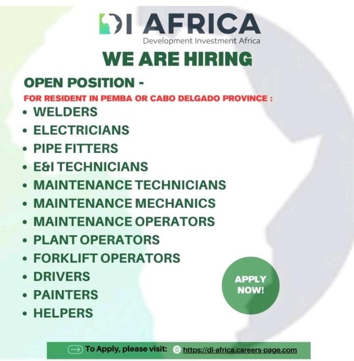 12 Vagas Disponíveis na DI AFRICA 