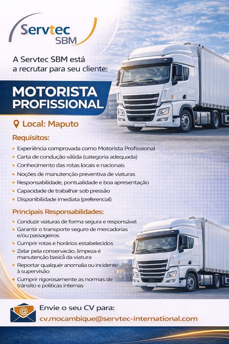 Vaga para Motorista Profissional 