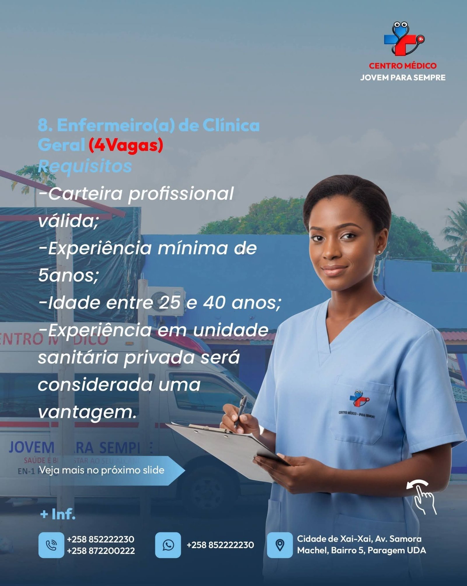 Vaga para Enfermeiro de Clínica Geral 