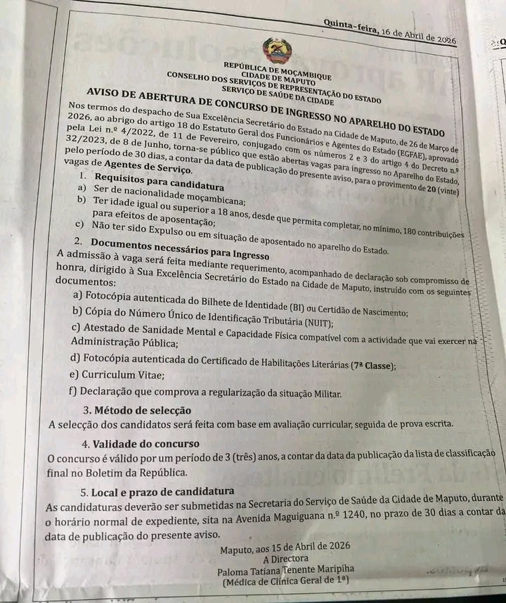 20 Vagas para Agentes de Serviços-Maputo